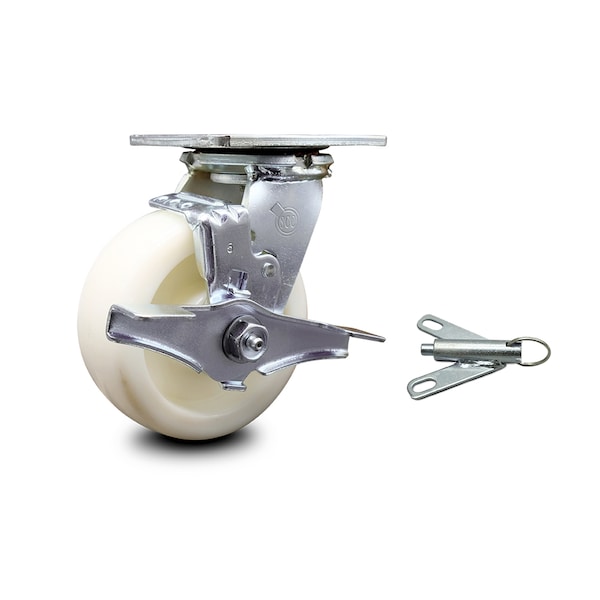 5 Inch Nylon Caster with Ball Bearing and Brake/Swivel Lock